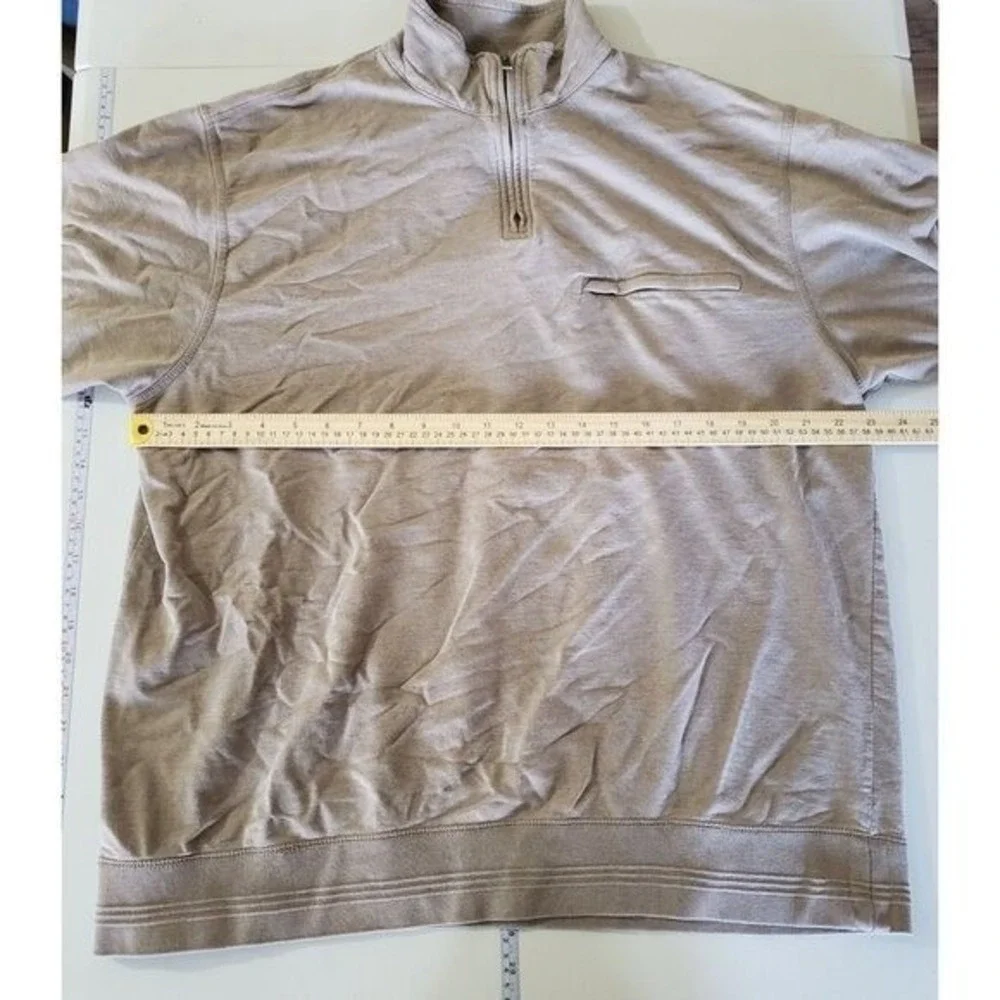 Roundtree‎ & Yorke Quarter Zip Pullover Mens XL Tan Cotton Long Sleeve Sweater